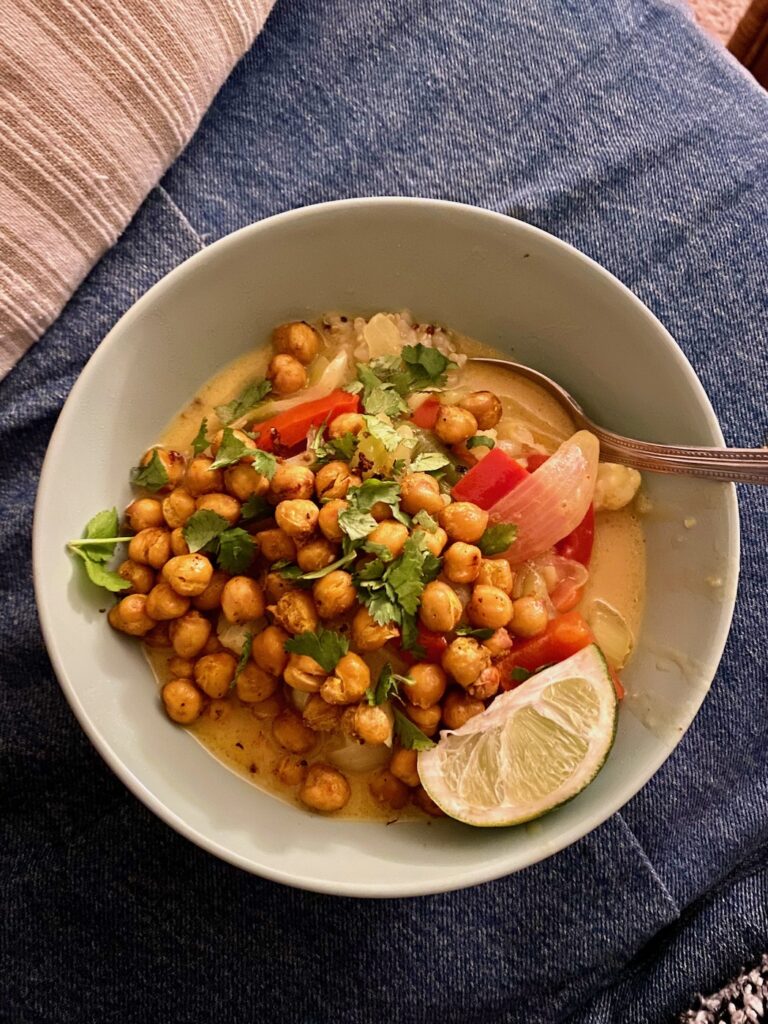 Vegan Thai Curry With Crispy Lime Chickpeas