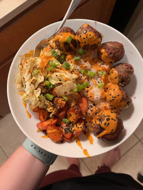 Cilantro Ginger Meatballs with Rice